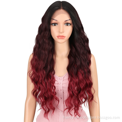 ombre color Long synthetic wig for black women lace frontal wig synthetic hair mix colored synthetic hair wigs